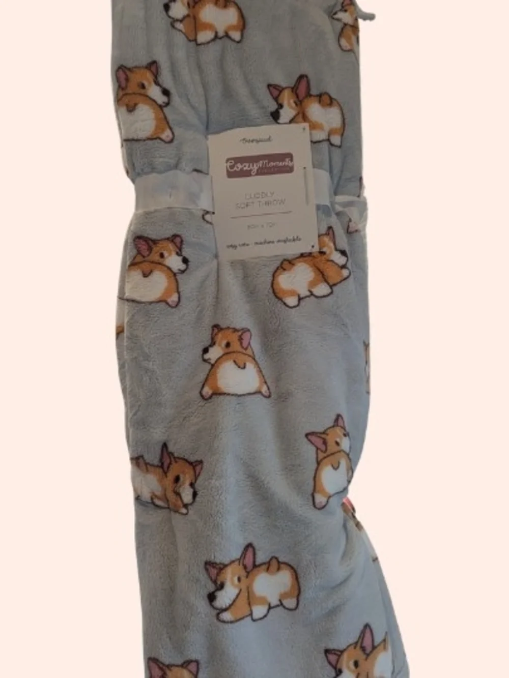 NWT Cozy Moments Corgi & Bones Cuddly Soft Throw Blanket 60x70 Oversized